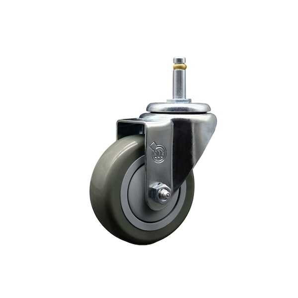 3.5'' Gray Polyurethane Wheel Swivel 7/16'' Grip Ring Stem Caster